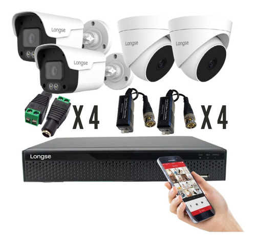 Kit Seguridad Longse Dvr 4 Ch 4 Cámaras 2mp Ext/int Domo