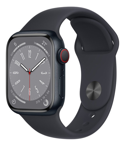 Apple Watch Series 8 GPS + Celular - Caja de aluminio color medianoche 41 mm - Correa deportiva color medianoche - Patrón