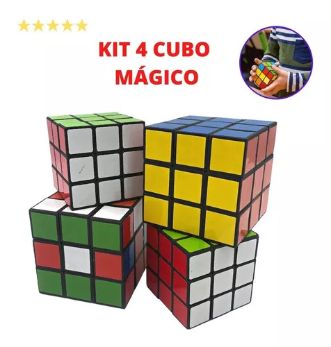 Kit 4 Cubo Magico Maluco 3x3 Médio 6,5cm Simples C/ 6 Cores