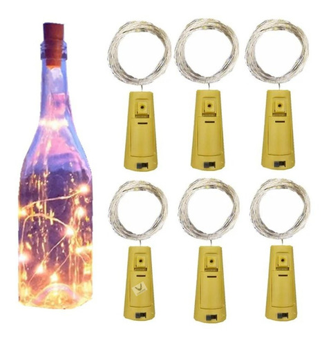 Luz Led Alambre Botellas Tipo Corcho Decoración 