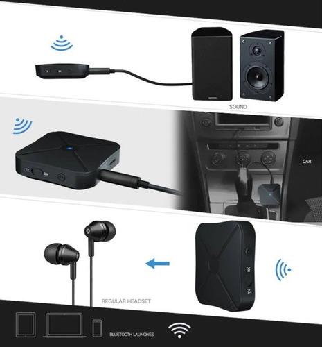 Imagen 5 de 10 de Transmisor Receptor Audio Bluetooth Audio Aux Rca 2en1 Tv