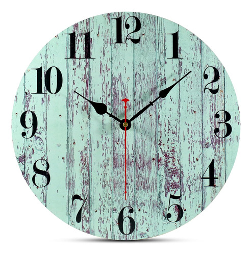 Reloj De Pared Verde Azulado Para Cocina, Decoración Rústica