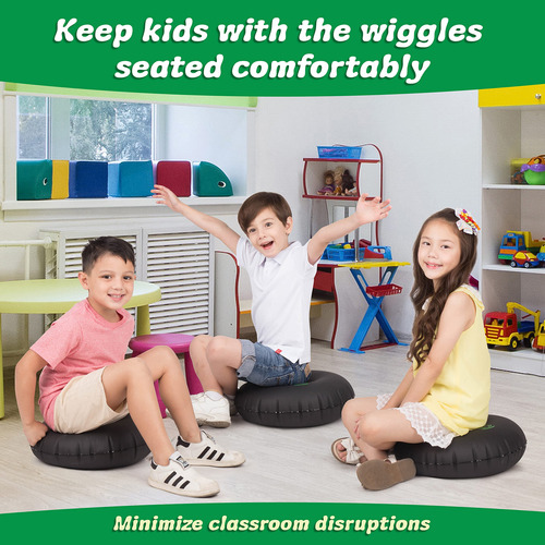 Asiento Sensorial Apilable Para Niños Flexible Y Tambaleante Negro, Verde