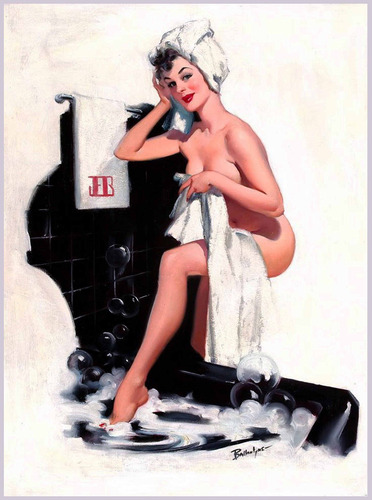Cuadro 60x90cm Pin Up Girls Bathroom Baño Vintage Retro M2