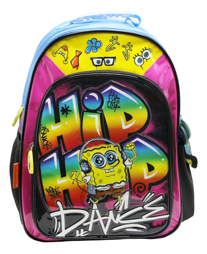 Mochila Escolar Cresko Bob Esponja Hip Hop 16p Espalda