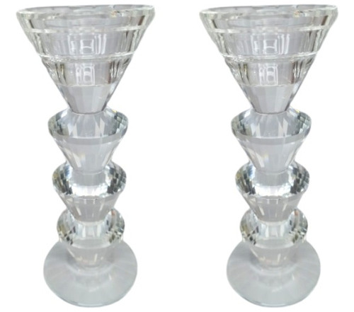 Candelabro X2 Vidrio 16cm Soporte Porta Vela Decoracion