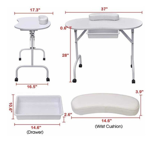 Mesa Uñas Acrílicas Portátil Plegable Portátil Manicura