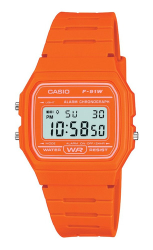 Reloj Casio Vintage F-91wc-4a2 Naranja Digital Clasico