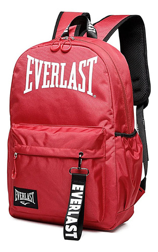 Mochila Everlast Deportiva Urbana Bolsillo Antirobo Llavero Color Rojo Diseño De La Tela Liso