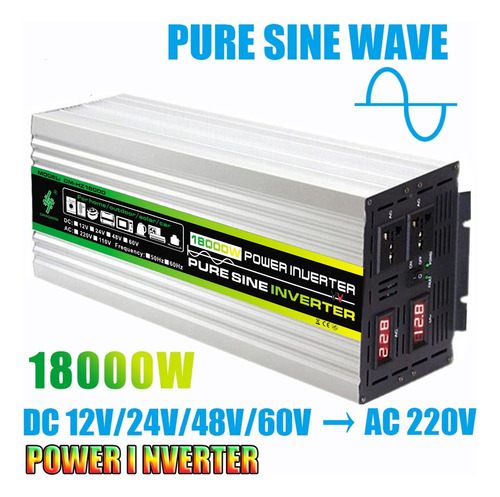 Inversor De Onda Sinusoidal Pura De 18000w Cc 12v Ac220