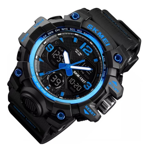 Reloj Hombre Skmei 1327 Shock, Alarma Cronometro Illuminator Correa Negra