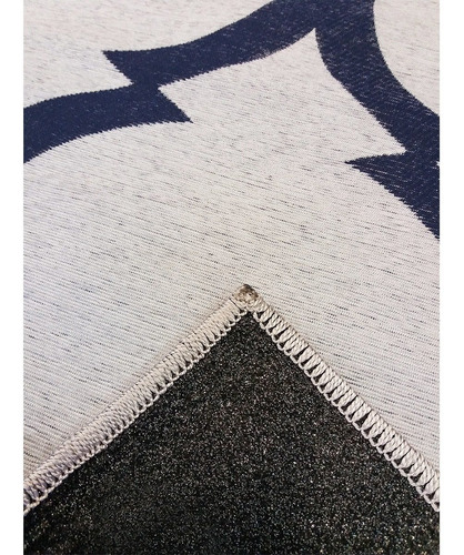 Tapete Geometrico Arabesco 150x200 Cm Lavavel Antiderrapante Cor Azul