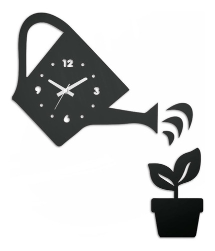 Relógio De Parede Regador Vaso Planta Jardim Criativo