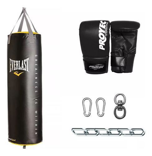 Kit Bolsa Everlast Nevatear 100 Libras 110x30 Cm + Guantines