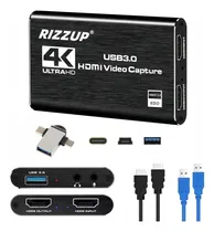 Comprar Rizzup® Capturadora De Video Tarjeta De Captura Hdmi De Video 4k Hd 1080p 60hz Audio Usb 3.0 Externo Incluye Convertidor Tipo-c Compatibles Android\u002Flinux\u002Fwindows\u002Fmacos