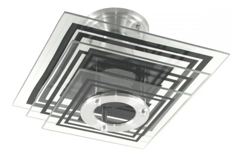 Luminária Plafon Quadrado 3 Vidros Preto Quarto Mesa Cozinha