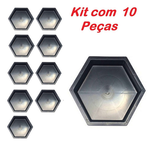 Fôrma Sextavada Bloquete Para Piso 25x25x06 Cm Kit Com 10pc