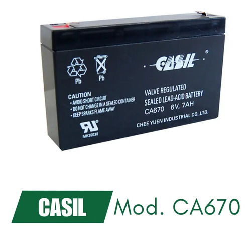 Batería De 6 Voltios 7 Amp Recargable Lamparas Emergencia
