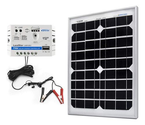 Acopower Kit De Carga Solar De 12 V, 20 W, 5 A, Panel Solar 