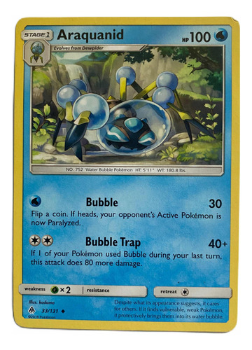 Araquanid Carta Pokémon Original Tcg Inglés 33/131