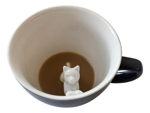 Creature Cups Cat Stretch Ceramic Cup (11 Ounce, Dark Gre...