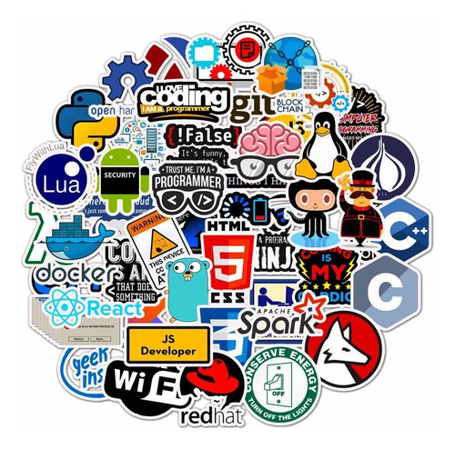 Adesivos Criativos Programação Dev Sortidos Geek 50 Unidades
