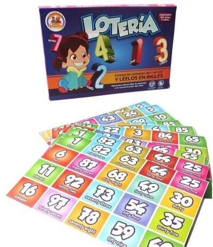 Juego Lotería Números 1 A 100 Ingles Bilingüe Didáctico Leer