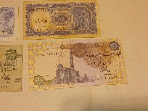 Billetes De Egipto Antiguos One Pound Piastres Son 4