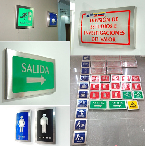 Aviso Señalizacion Para Pasillos Oficinas Baños En Acero