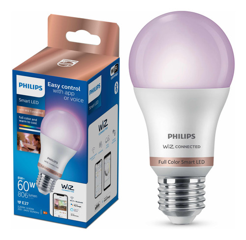 Imagen 1 de 10 de Philips Smart E27 Wiz Wi-fi Multicolores Matter Google Alexa