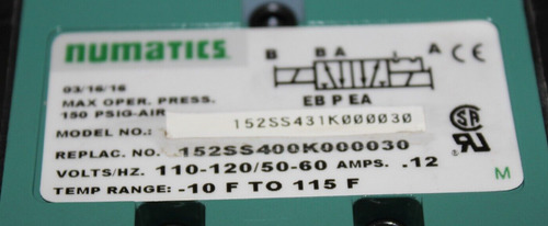 (brand New) 152ss400k000030 Numatics 152ss431k000030 110 Dde