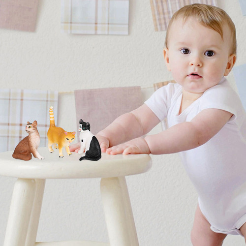 3 Figuras Realistas De Gatitos, Animales Y Gatos, Juguetes D