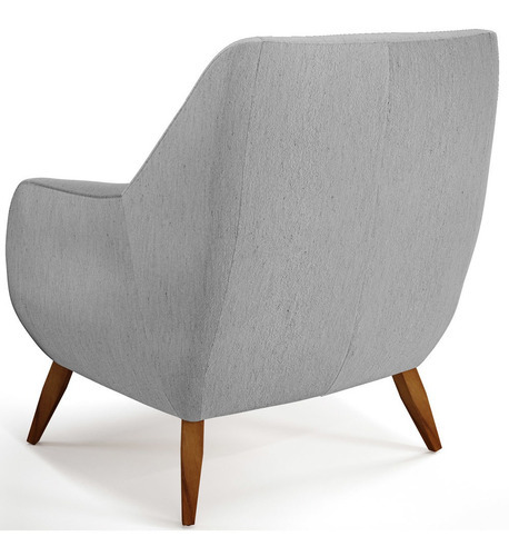 Poltrona Decorativa Fixa Pés de Madeira Paloma D02 Linho Cinza D-315