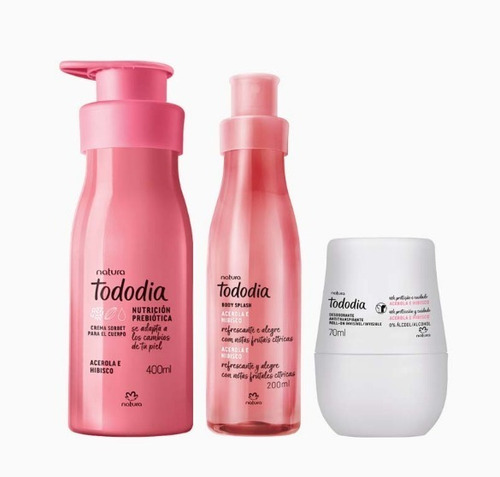 Kit Tododia Acerola E Hibisco Crema + Body + Roll On