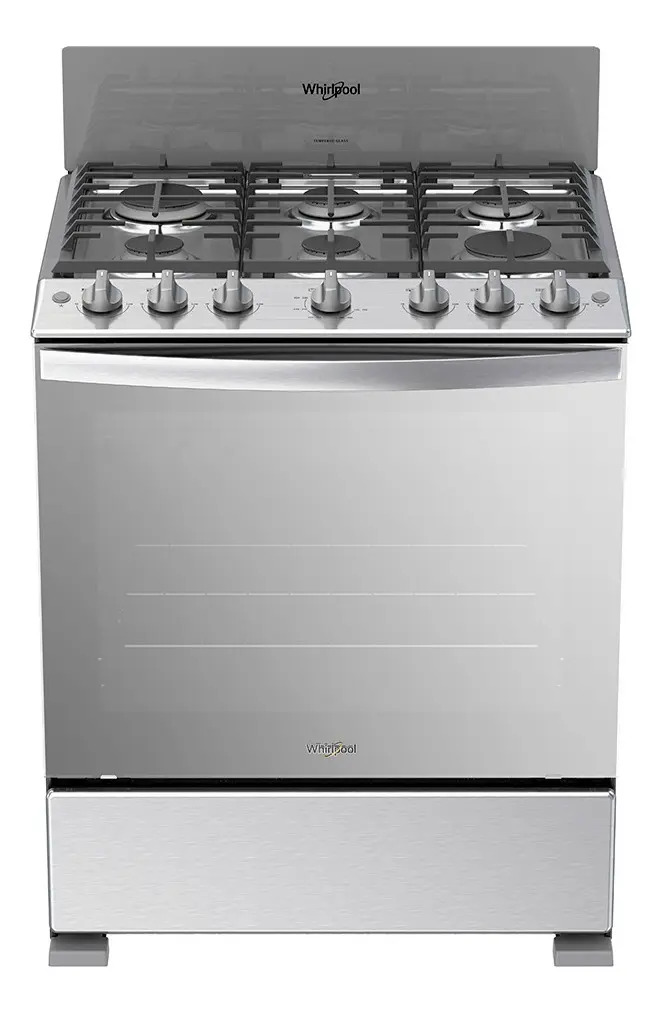 Estufa Whirlpool WFR3400 a gas/eléctrica 6 quemadores acero inoxidable puerta acabado espejo 5.1ft³