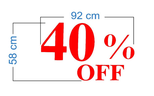 2 Adesivos 40% Off Para Parede Vitrine Etc Med. 90cm X 50cm