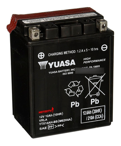 Imagen 1 de 1 de Bateria Para Moto Yuasa Ytx14ah-bs 12v Libre Mantenimiento