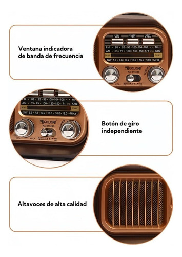 Altavoz Radio Retro Con Panel Solar,radio Vintage Bluetooth