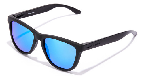Gafas De Sol Polarizadas Hawkers One Raw Hombre Y Mujer Lente Azul claro Varilla Negro Armazón Negro Diseño Mirror