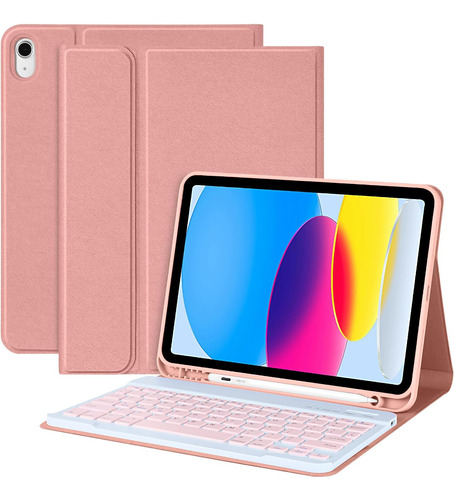 Funda Con Teclado Marca Coo / Para iPad 10.9  / Rose Gold.