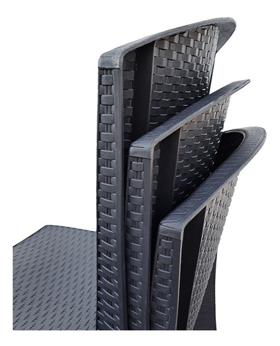 Silla Plastica Apilable Reforzada Jardin Simil Rattan / 6 Un