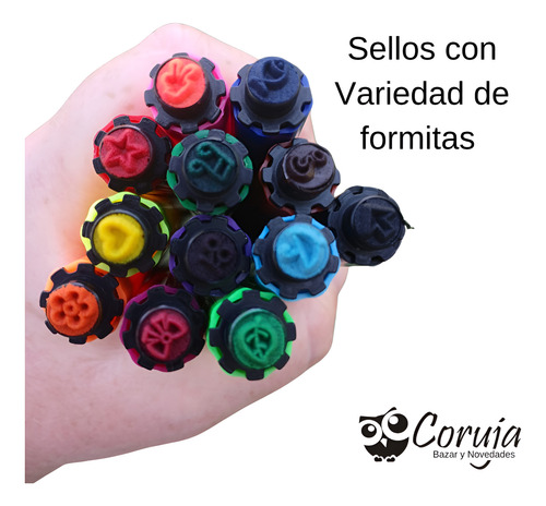 Marcadores Fibrones Con Sello X 24 Unidades En Valijita