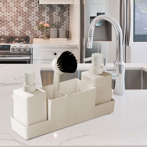 Dispensador De Jabón De Cocina De 4 Piezas Con Beige