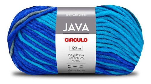 1 Novelo De Lã Mesclada Java  100g Tricô E Crochê - Circulo Cor 8891 - Blue Boy