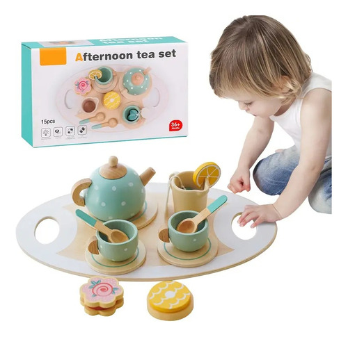 Juego Tazas De Té Madera Niños Juguete Didáctico Montessori