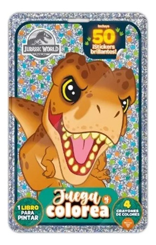 Libro Juega Y Colorea Stickers + Creyones Jurassic World