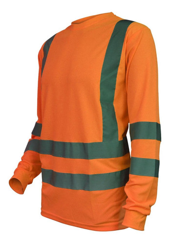 Polera Polo Dry Fit Naranja Fluor M/larga Upf 25 