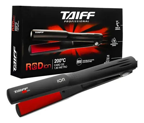 Prancha De Cabelo Taiff - Elegance Red Íon 200ºc Bivolt Preto