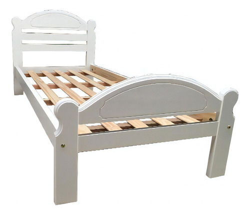 Cama clásica Fabripino CL01 1 plaza color blanco fabricada en madera