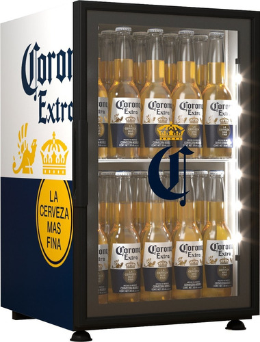 Cooler Corona Bajo Cero Para Cervezas Color Blanco Y Azul